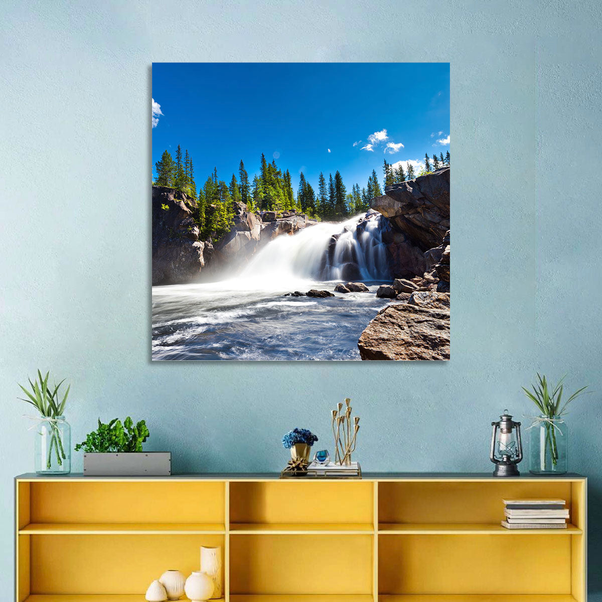 Misty Blue Waterfall Wall Art