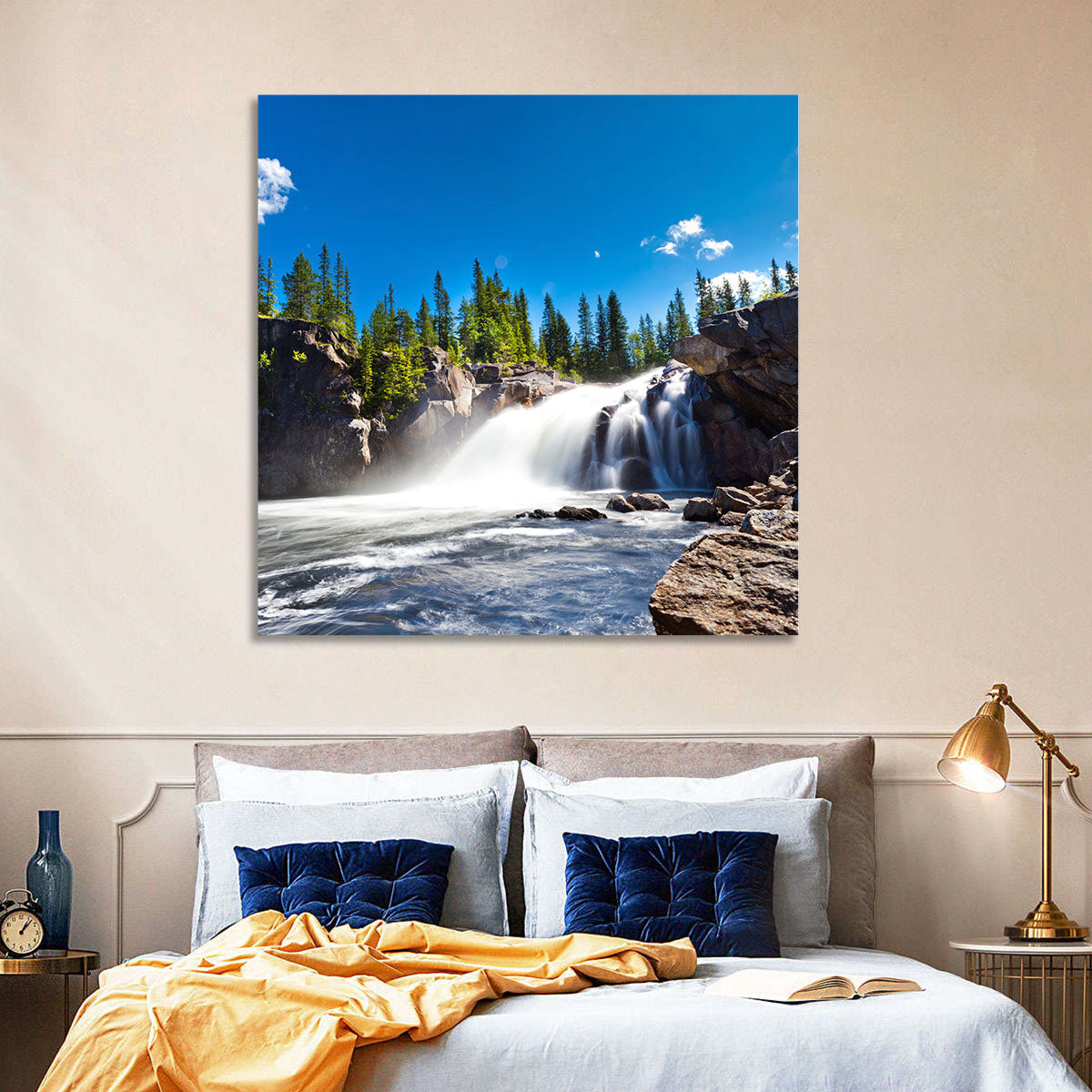 Misty Blue Waterfall Wall Art