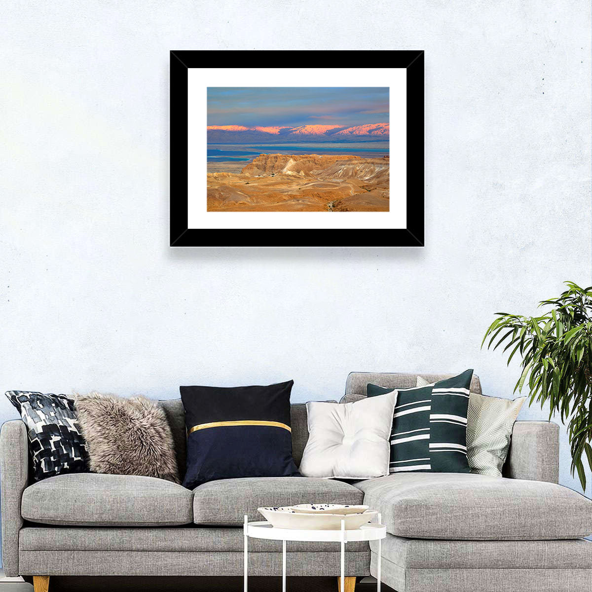 Masada Over the Dead Sea Wall Art in a room, landscape