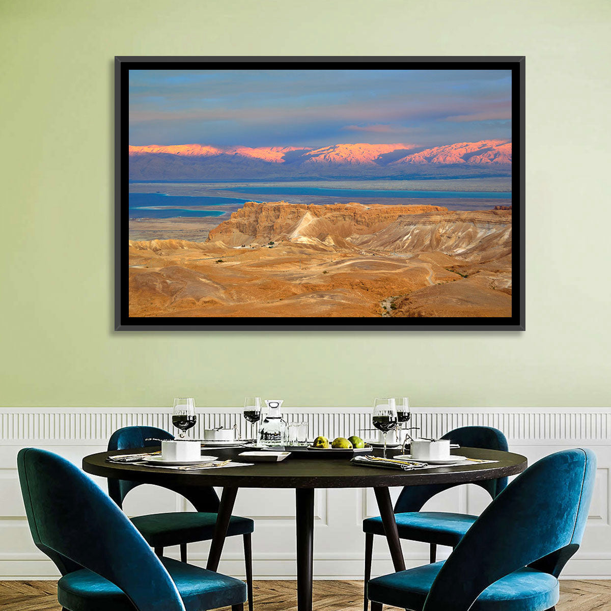 Masada Over the Dead Sea Wall Art in a room, landscape