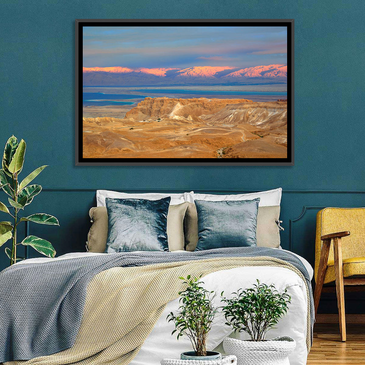 Masada Over the Dead Sea Wall Art in a room, landscape