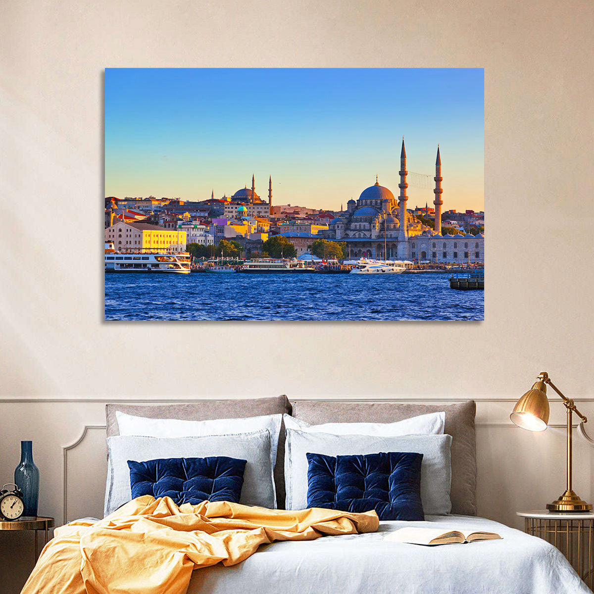 Istanbul Sunrise at Yeni Cami Wall Art in a room, landscape
