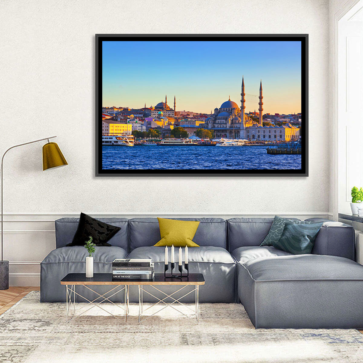 Istanbul Sunrise at Yeni Cami Wall Art in a room, landscape