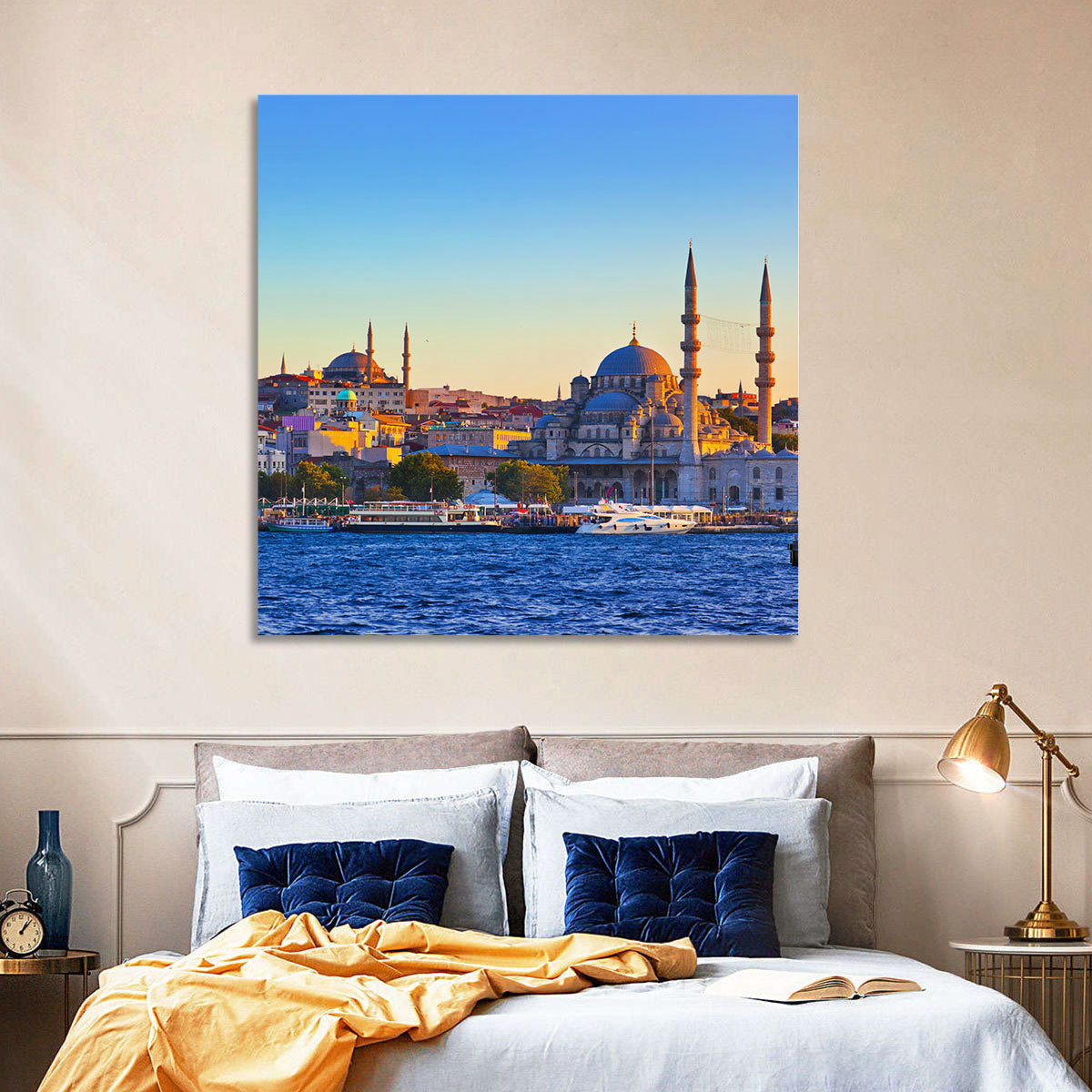 Istanbul Sunrise at Yeni Cami Wall Art in a room, landscape