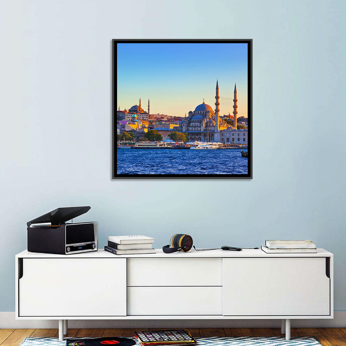 Istanbul Sunrise at Yeni Cami Wall Art in a room, landscape