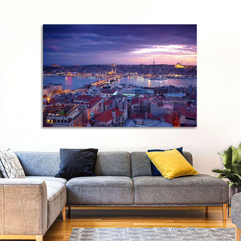 Istanbul Twilight Skyline Wall Art