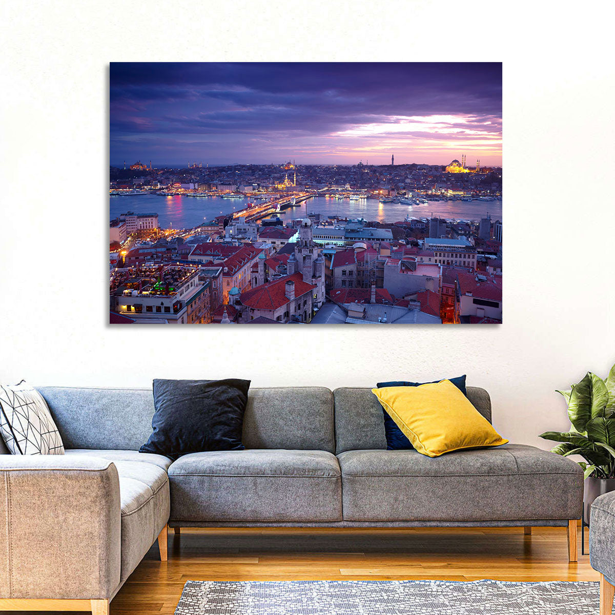Istanbul Twilight Skyline Wall Art