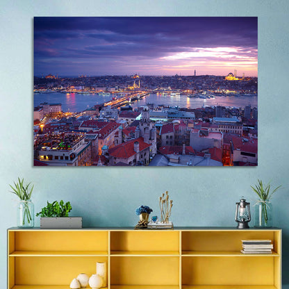 Istanbul Twilight Skyline Wall Art