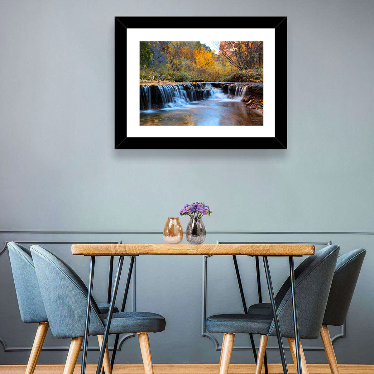 Autumn Stream at Zion Canyon Wall Art in a room, landscape