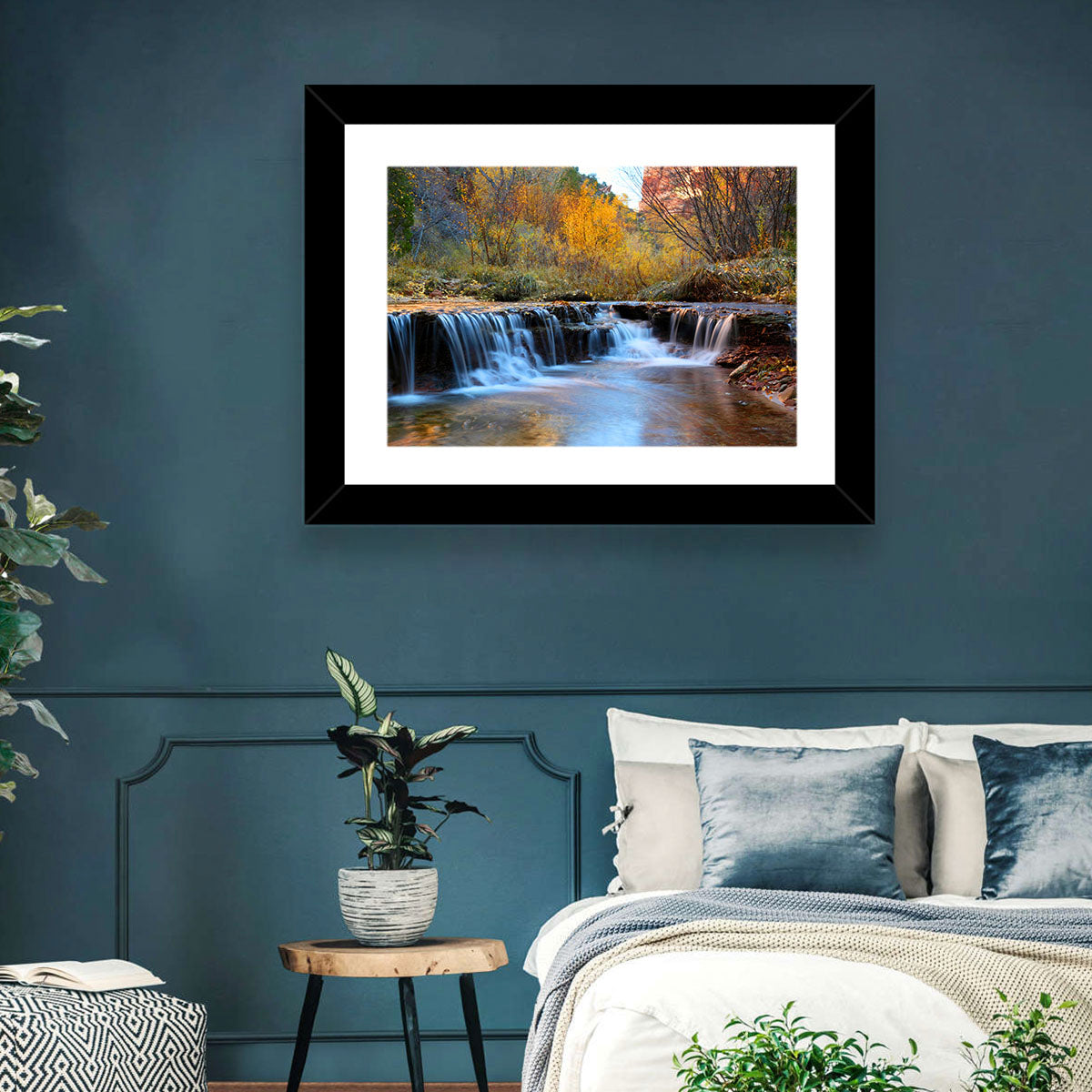 Autumn Stream at Zion Canyon Wall Art in a room, landscape