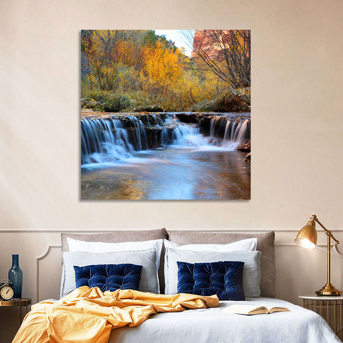 Autumn Stream at Zion Canyon Wall Art in a room, landscape