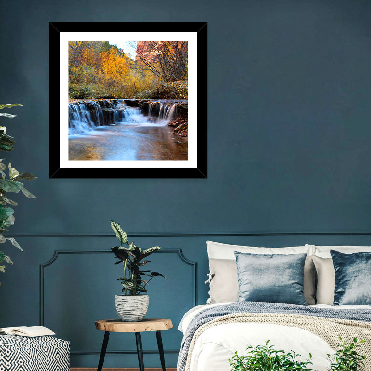 Autumn Stream at Zion Canyon Wall Art in a room, landscape