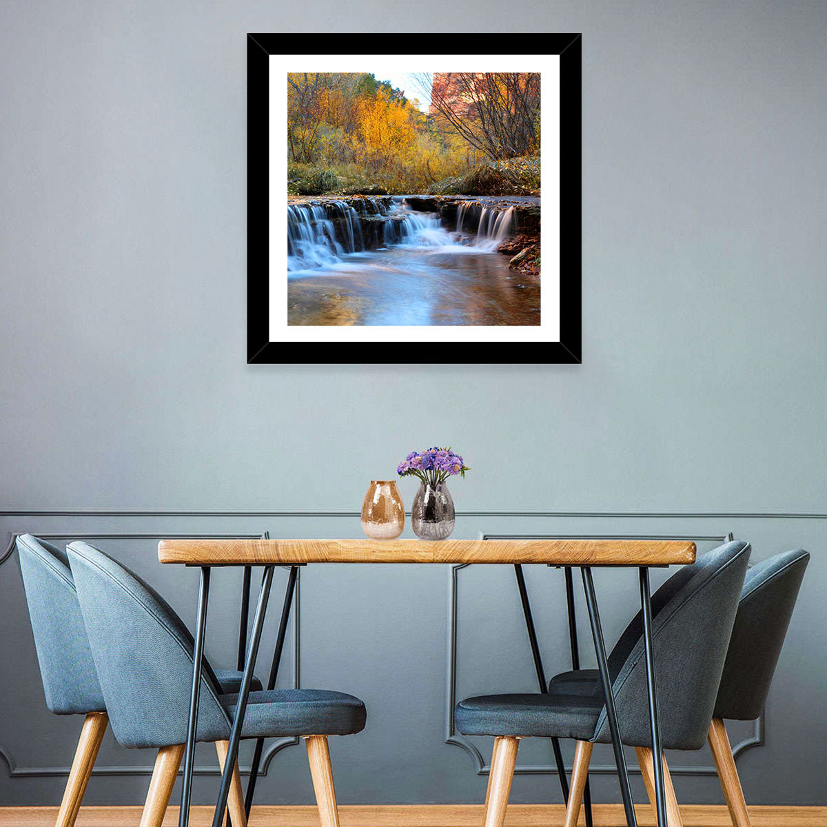 Autumn Stream at Zion Canyon Wall Art in a room, landscape
