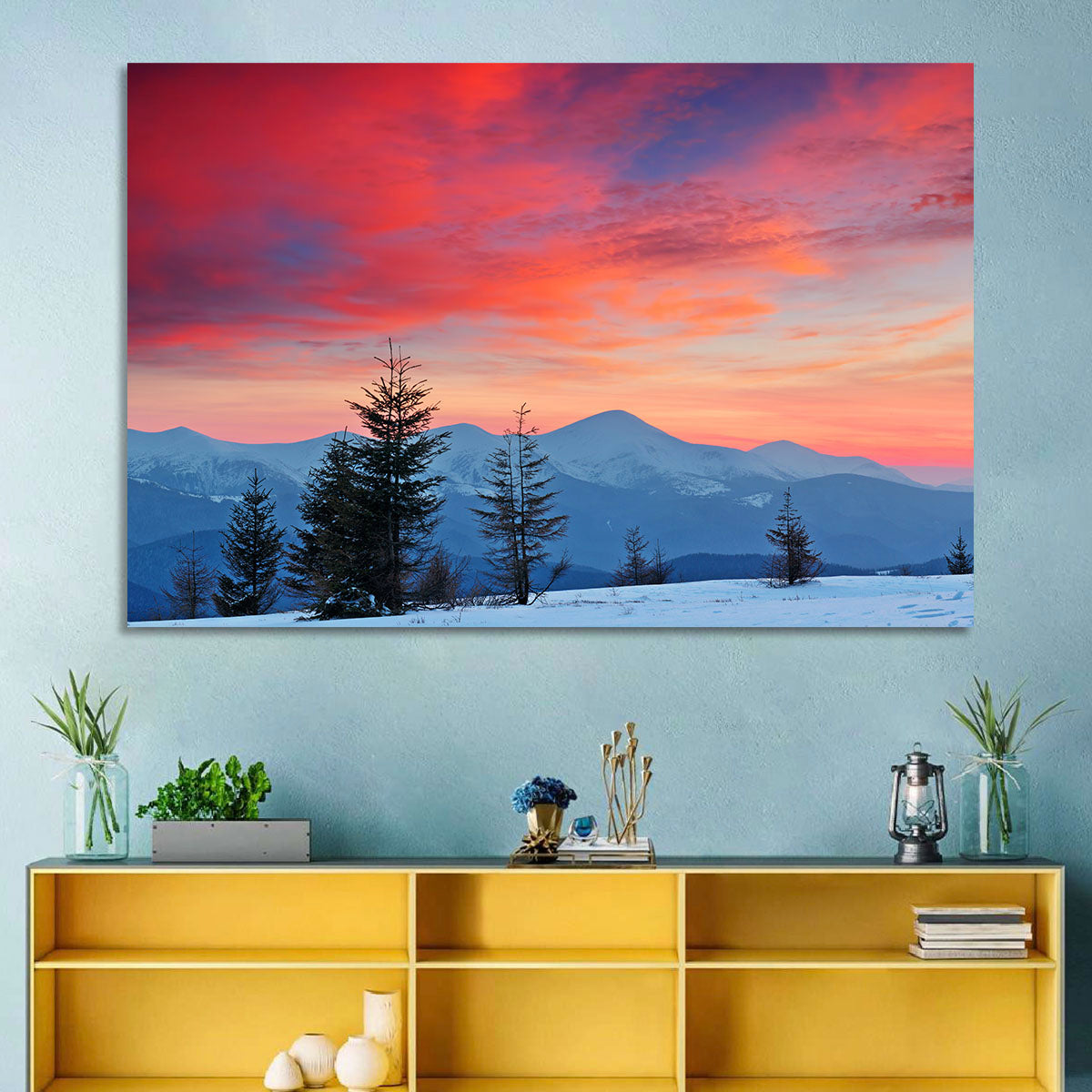 Chernogora Mountains at Sunset Wall Art in a room, landscape
