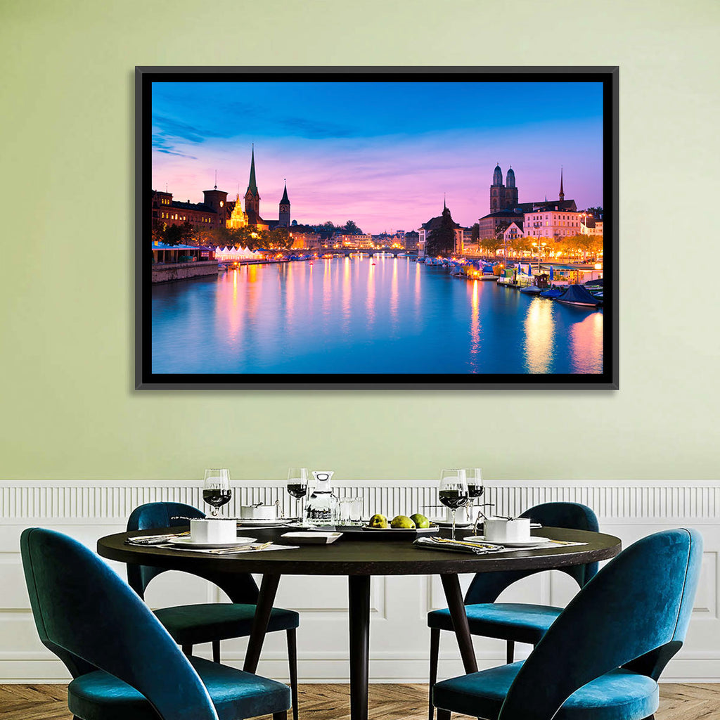 Zurich Blue Hour Over the Limmat Wall Art
