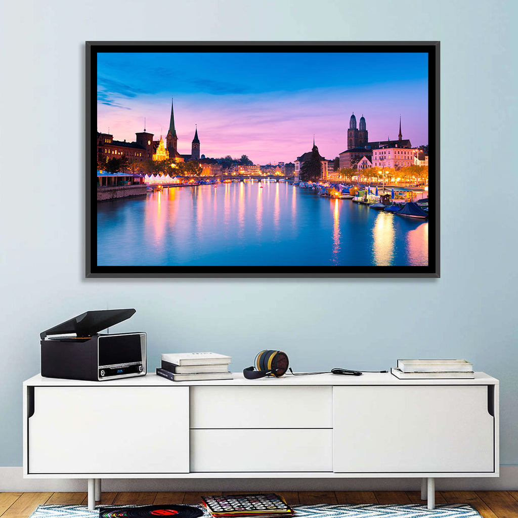 Zurich Blue Hour Over the Limmat Wall Art