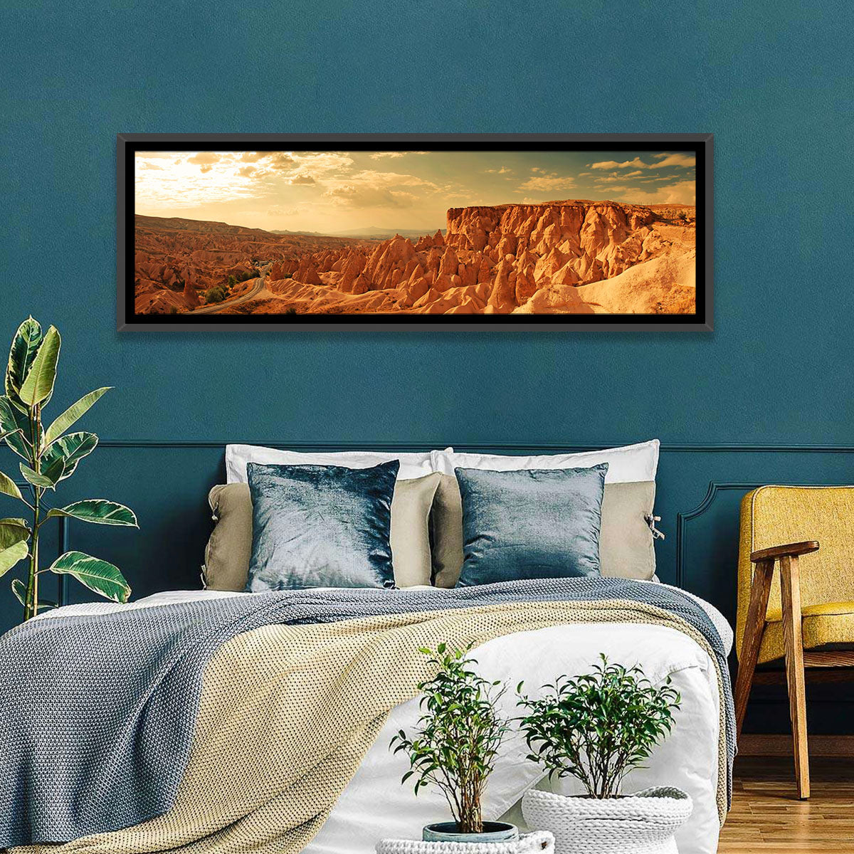 Cappadocia Sunset Valley Wall Art in a room, panoramic