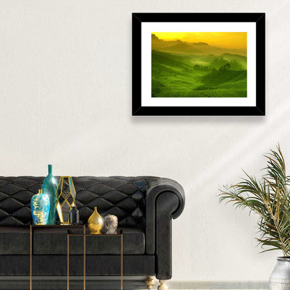 Sunlit Tea Plantation Hills Wall Art