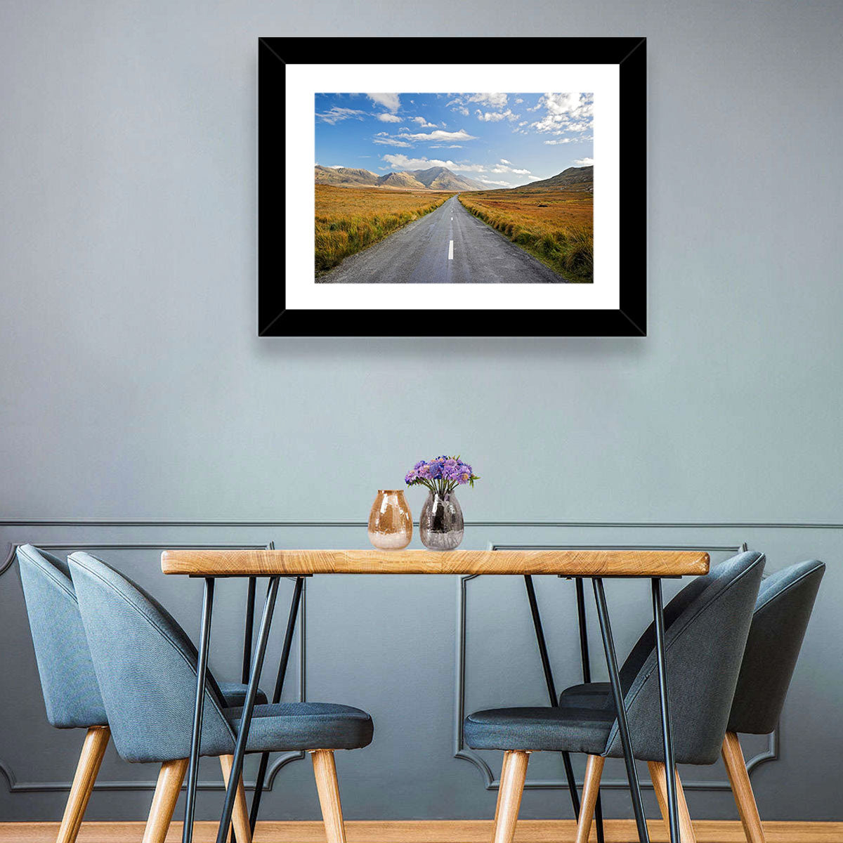 Autumn Mountain Road Wall Art in a room, landscape