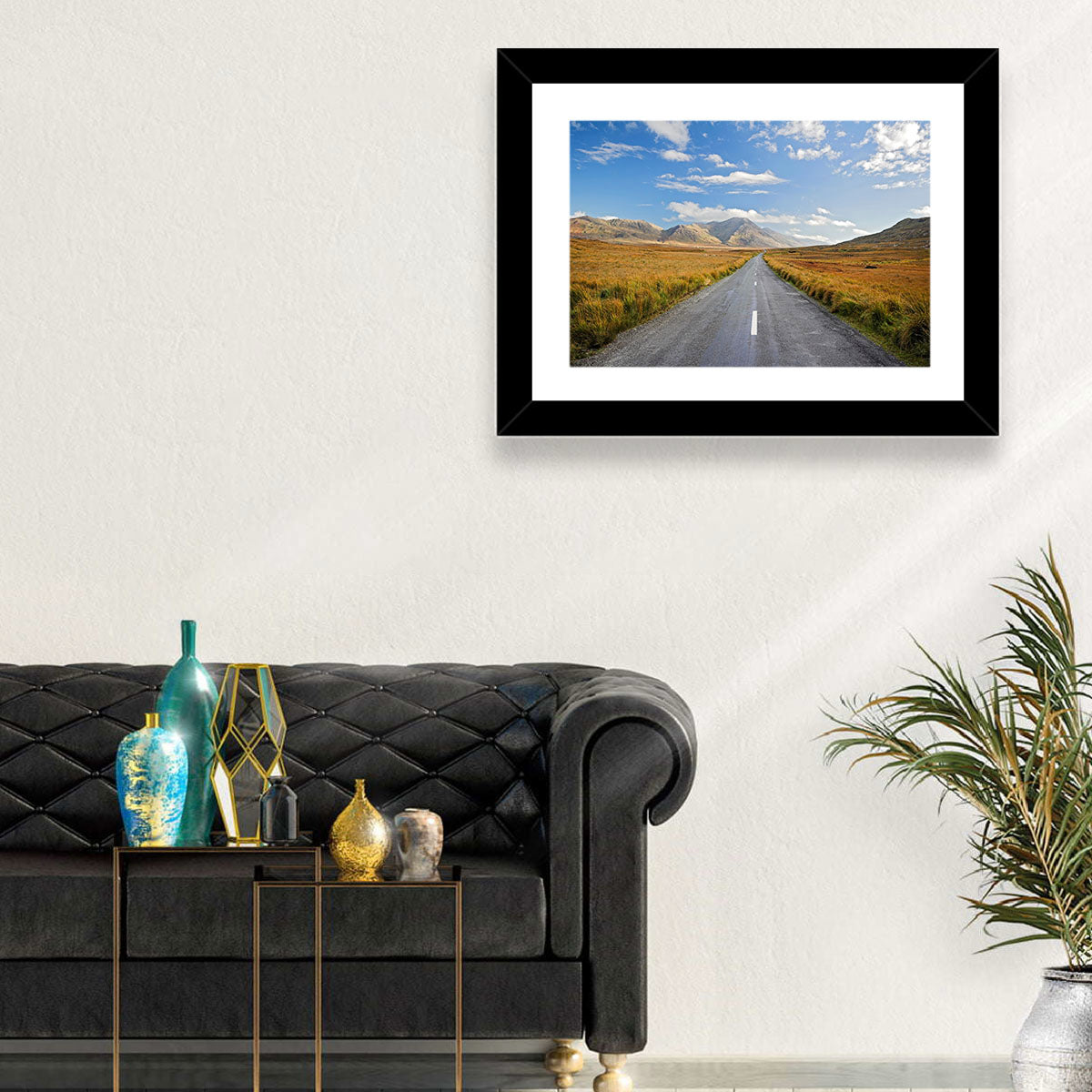 Autumn Mountain Road Wall Art in a room, landscape