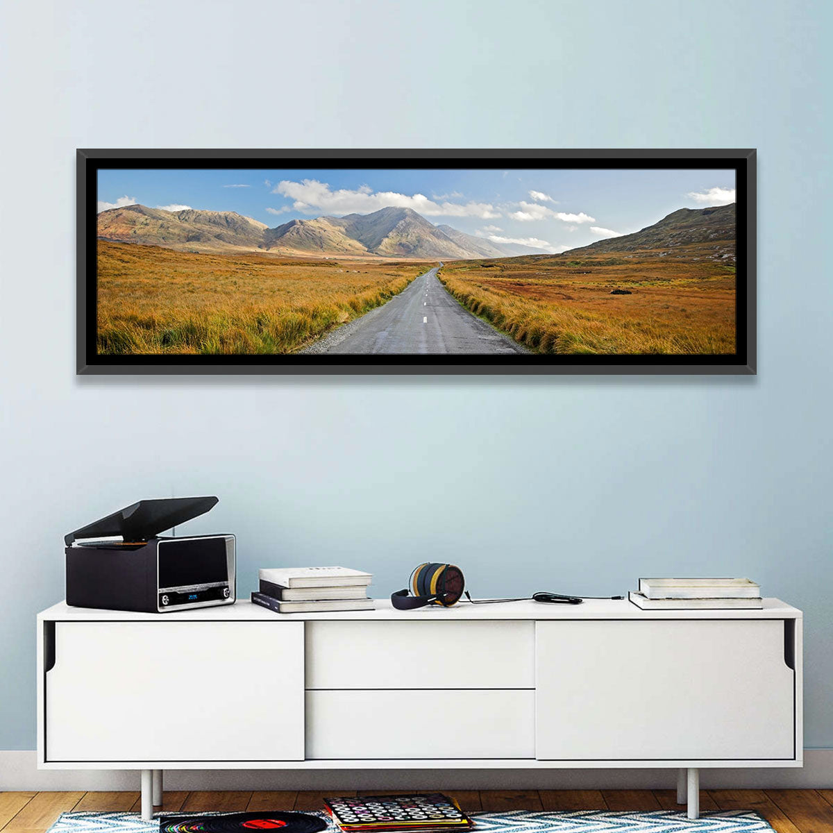 Autumn Mountain Road Wall Art in a room, landscape