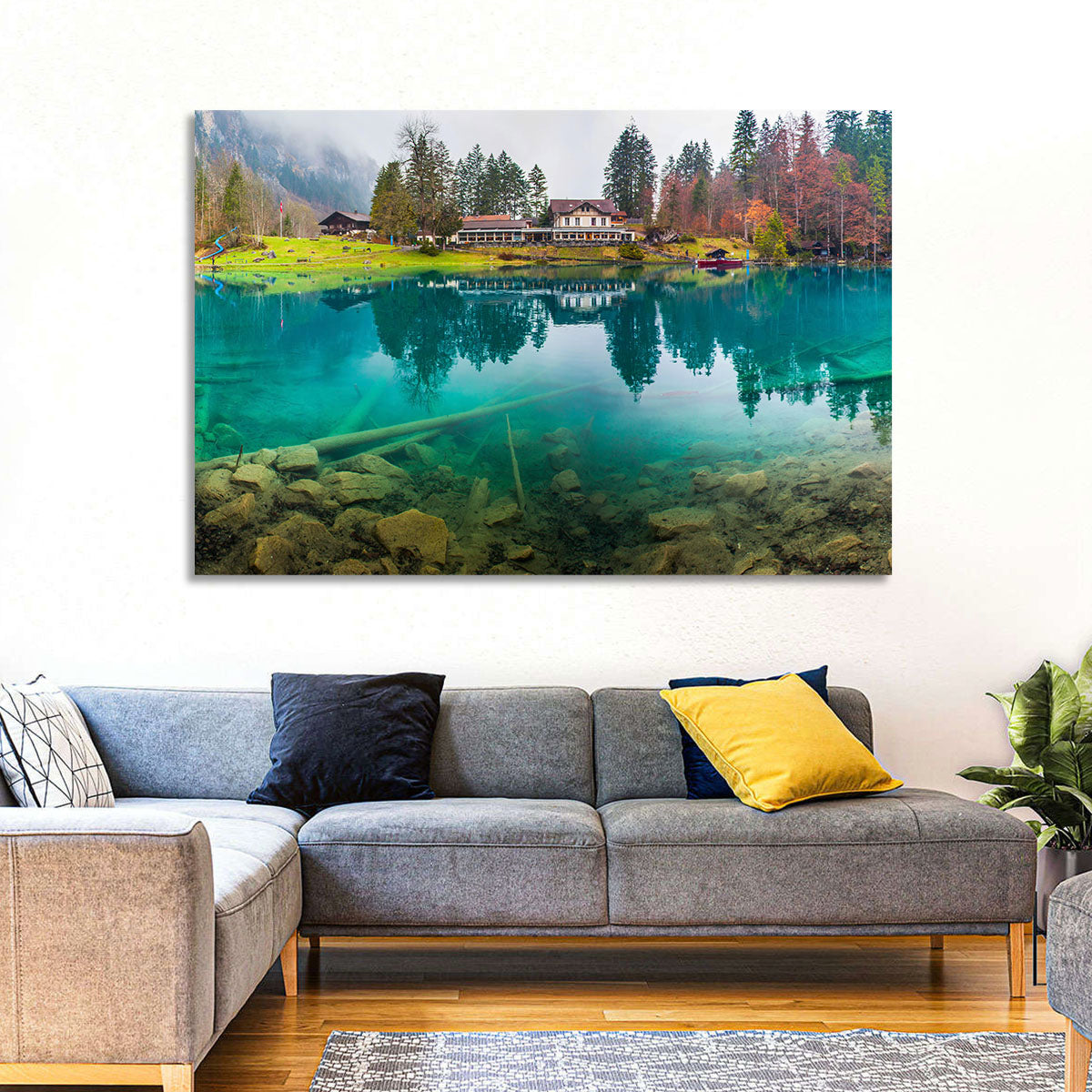 Forellenzucht Hotel, Blausee Wall Art in a room, landscape