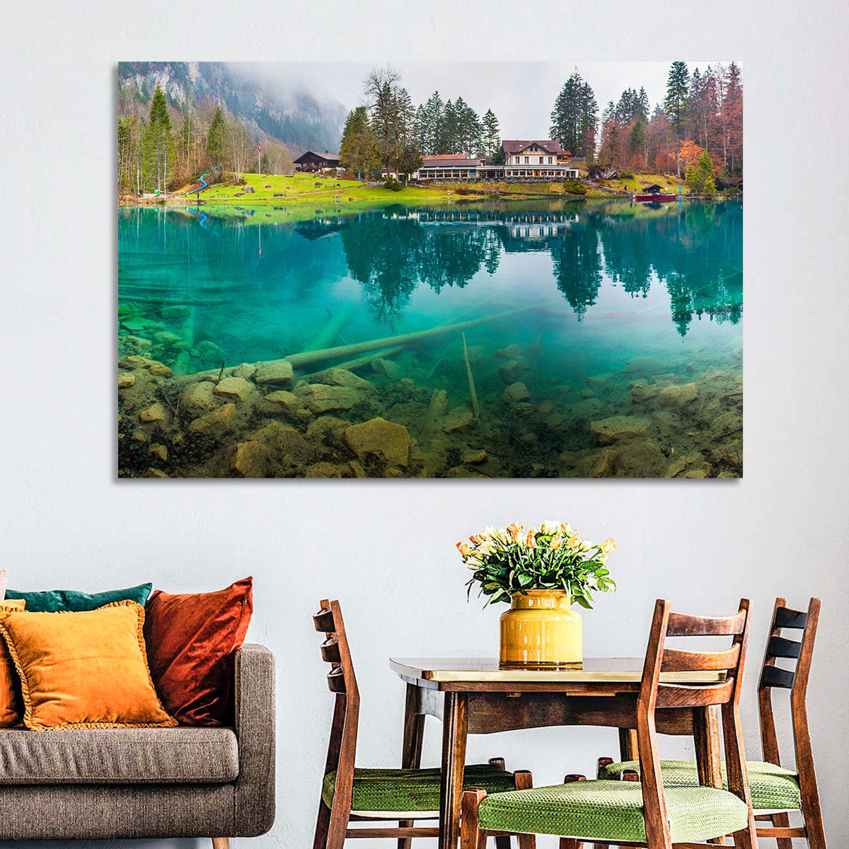 Forellenzucht Hotel, Blausee Wall Art in a room, landscape