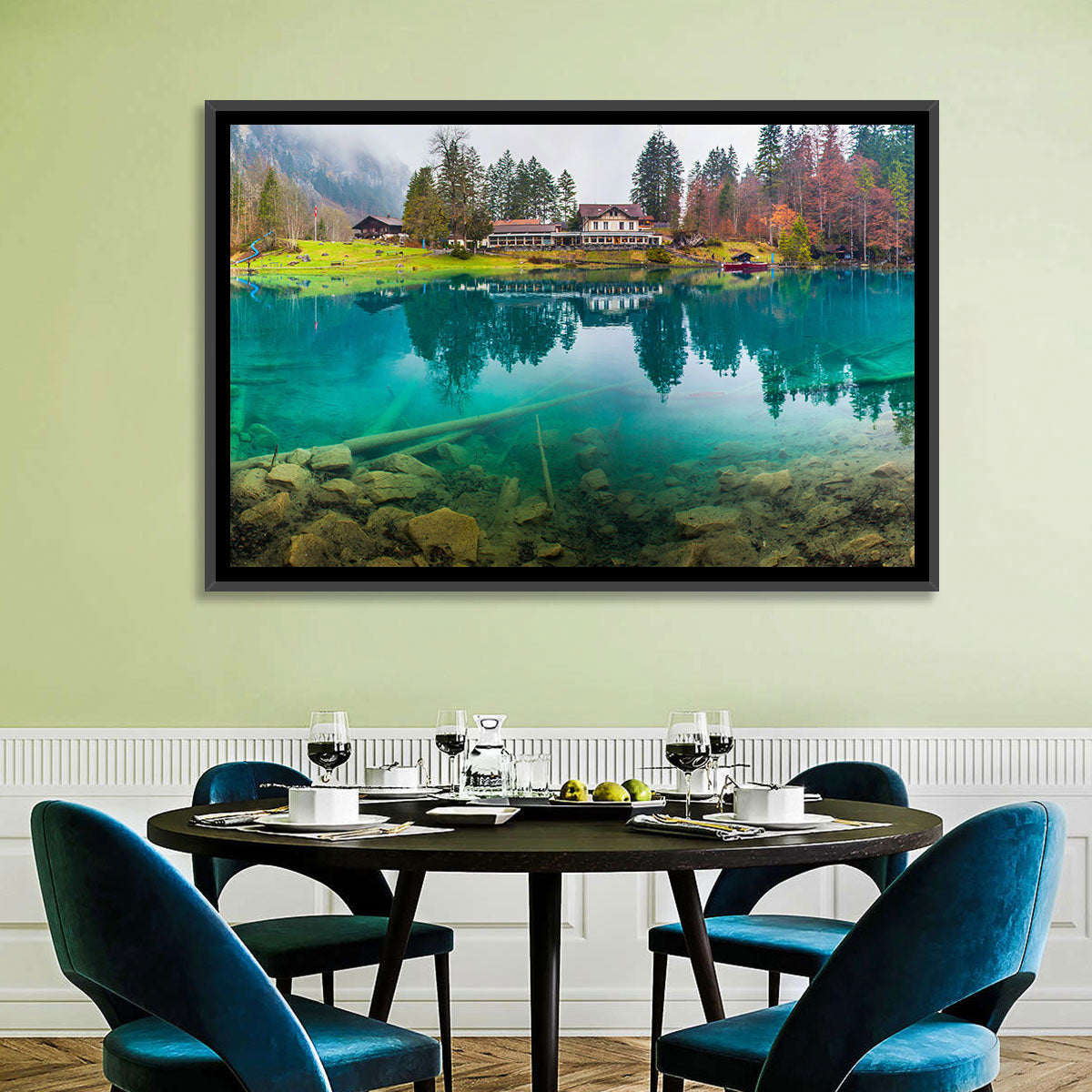 Forellenzucht Hotel, Blausee Wall Art in a room, landscape