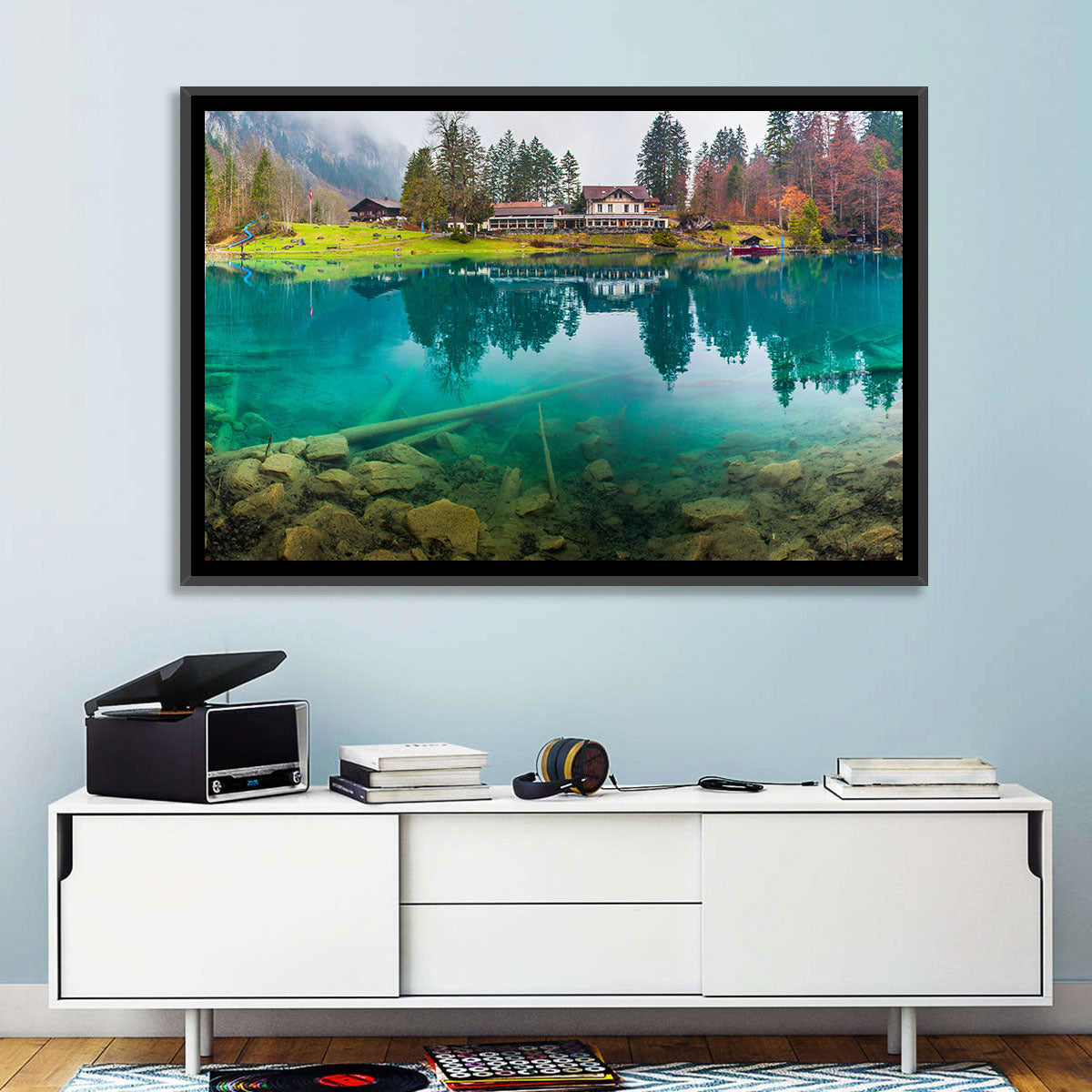 Forellenzucht Hotel, Blausee Wall Art in a room, landscape