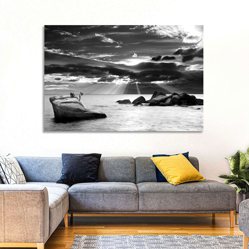 Bonsai Rock with Sunbeams Wall Art