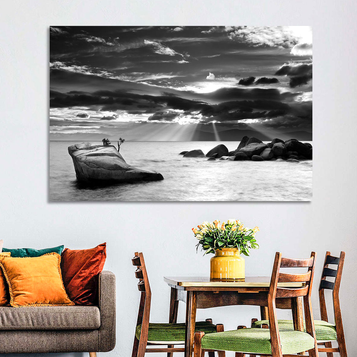 Bonsai Rock with Sunbeams Wall Art