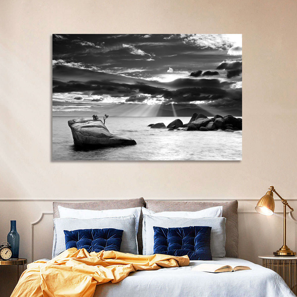 Bonsai Rock with Sunbeams Wall Art