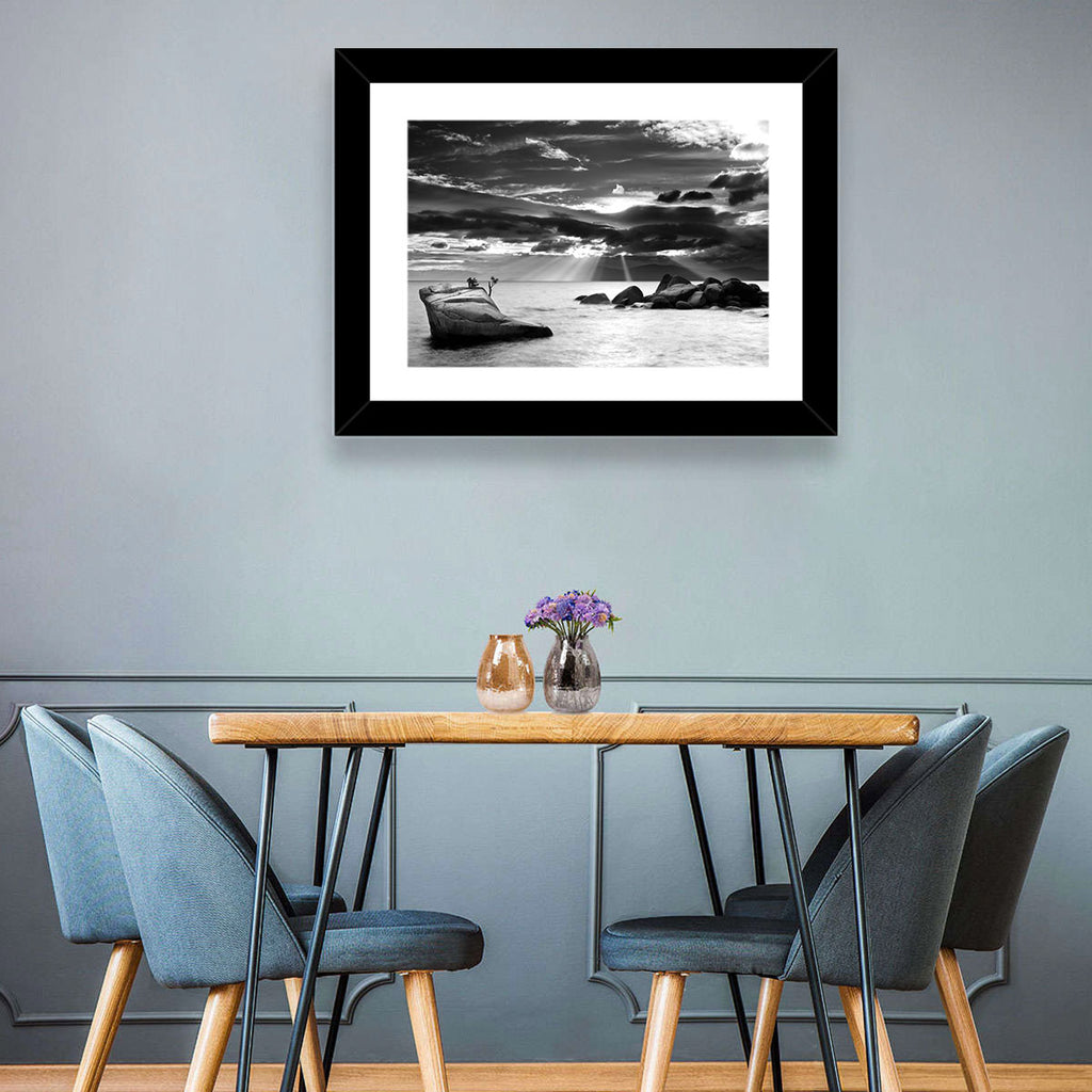 Bonsai Rock with Sunbeams Wall Art