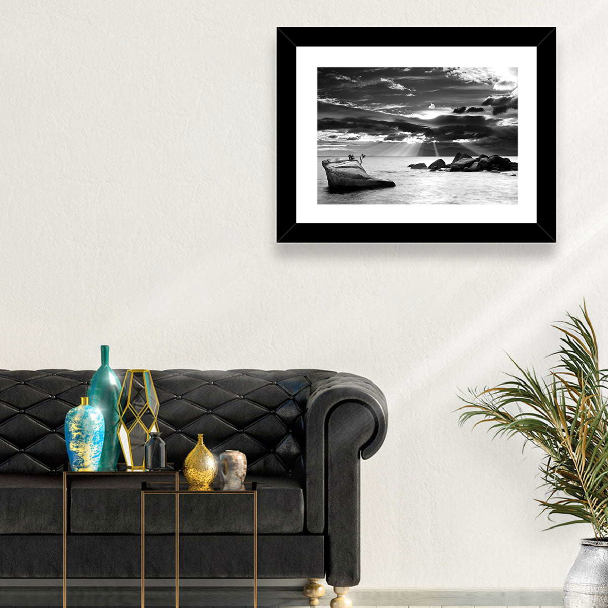 Bonsai Rock with Sunbeams Wall Art