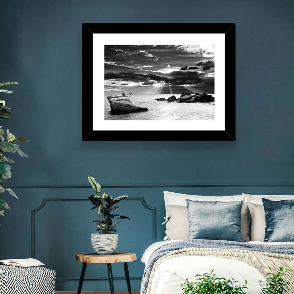 Bonsai Rock with Sunbeams Wall Art