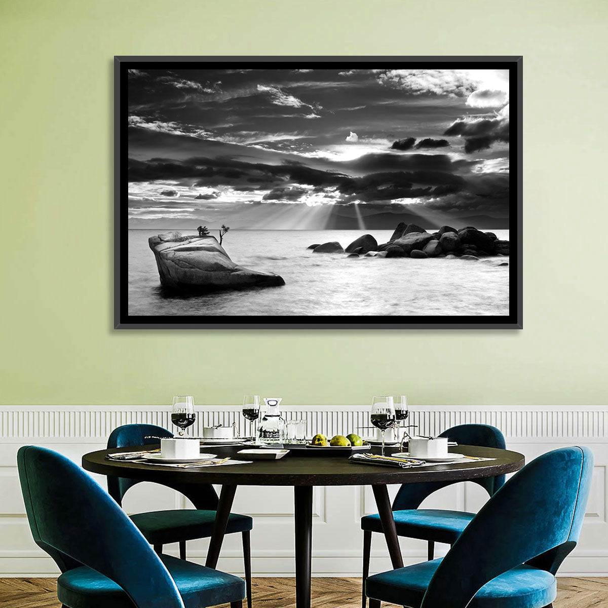 Bonsai Rock with Sunbeams Wall Art