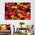 Multicolored Roses Close-up Wall Art