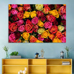 Multicolored Roses Close-up Wall Art