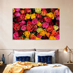 Multicolored Roses Close-up Wall Art