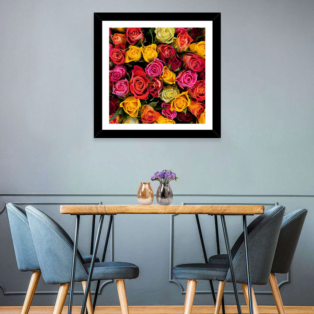 Multicolored Roses Close-up Wall Art