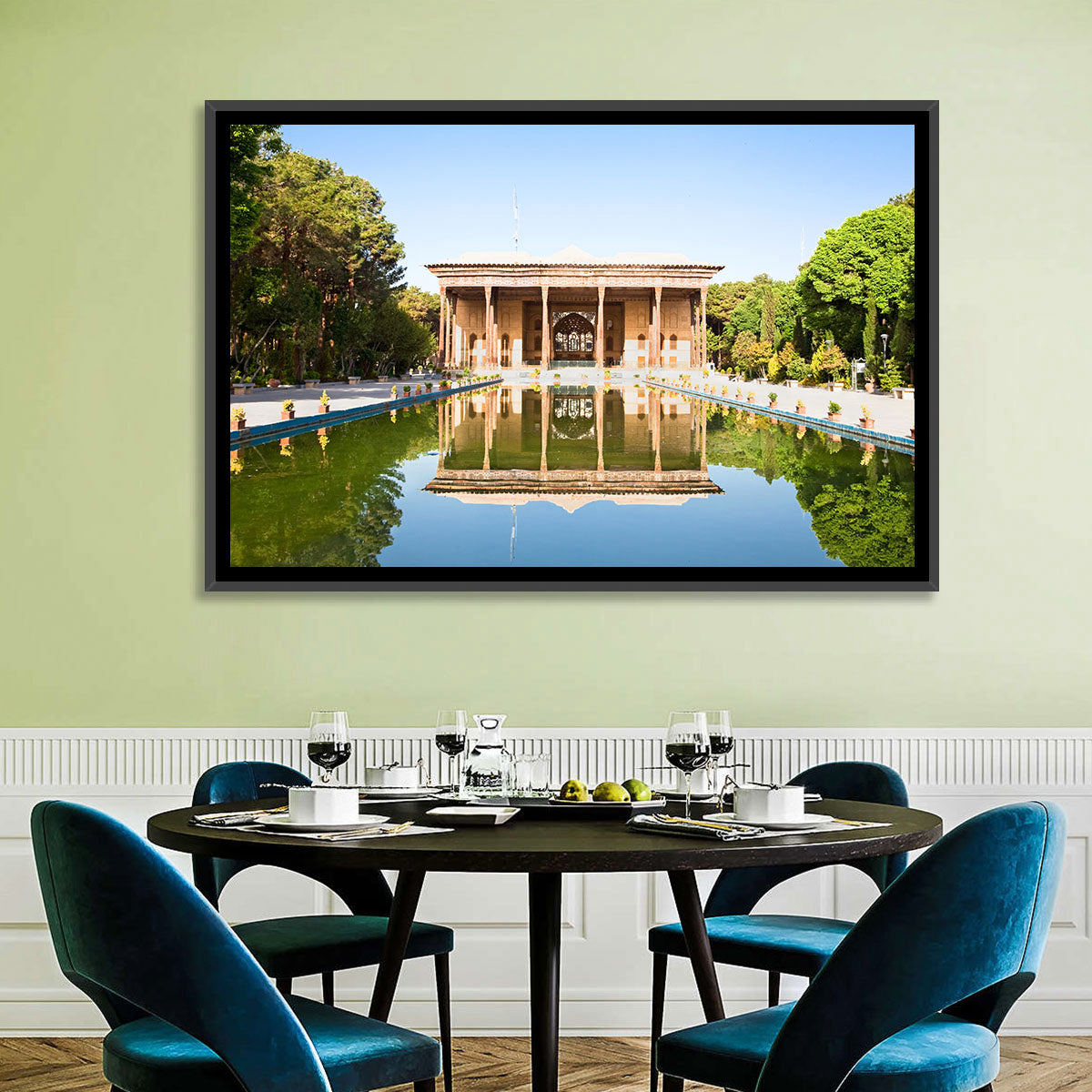 Chehel Sotoun Reflecting Pool Wall Art in a room, landscape