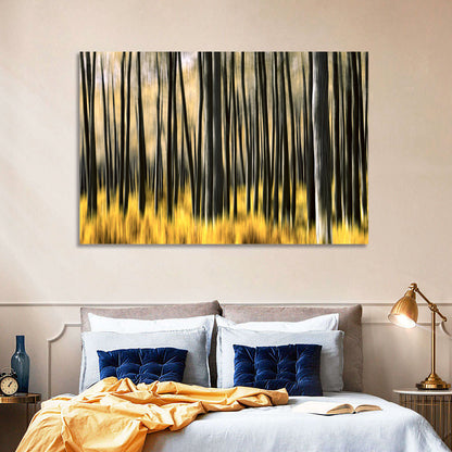 Golden Abstract Forest Wall Art