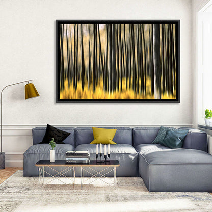 Golden Abstract Forest Wall Art