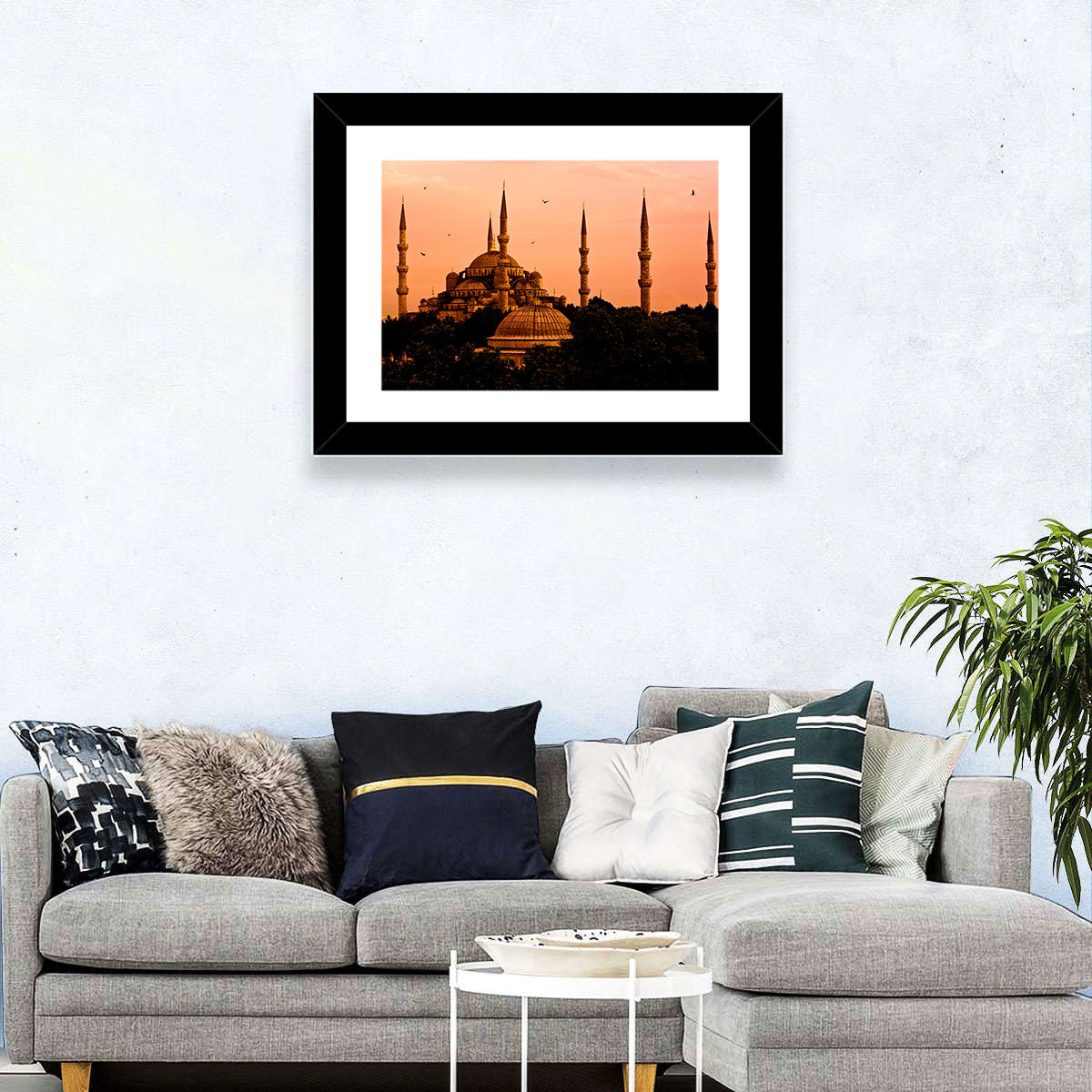 Sultan Ahmed Mosque at Sunset Wall Art in a room, landscape