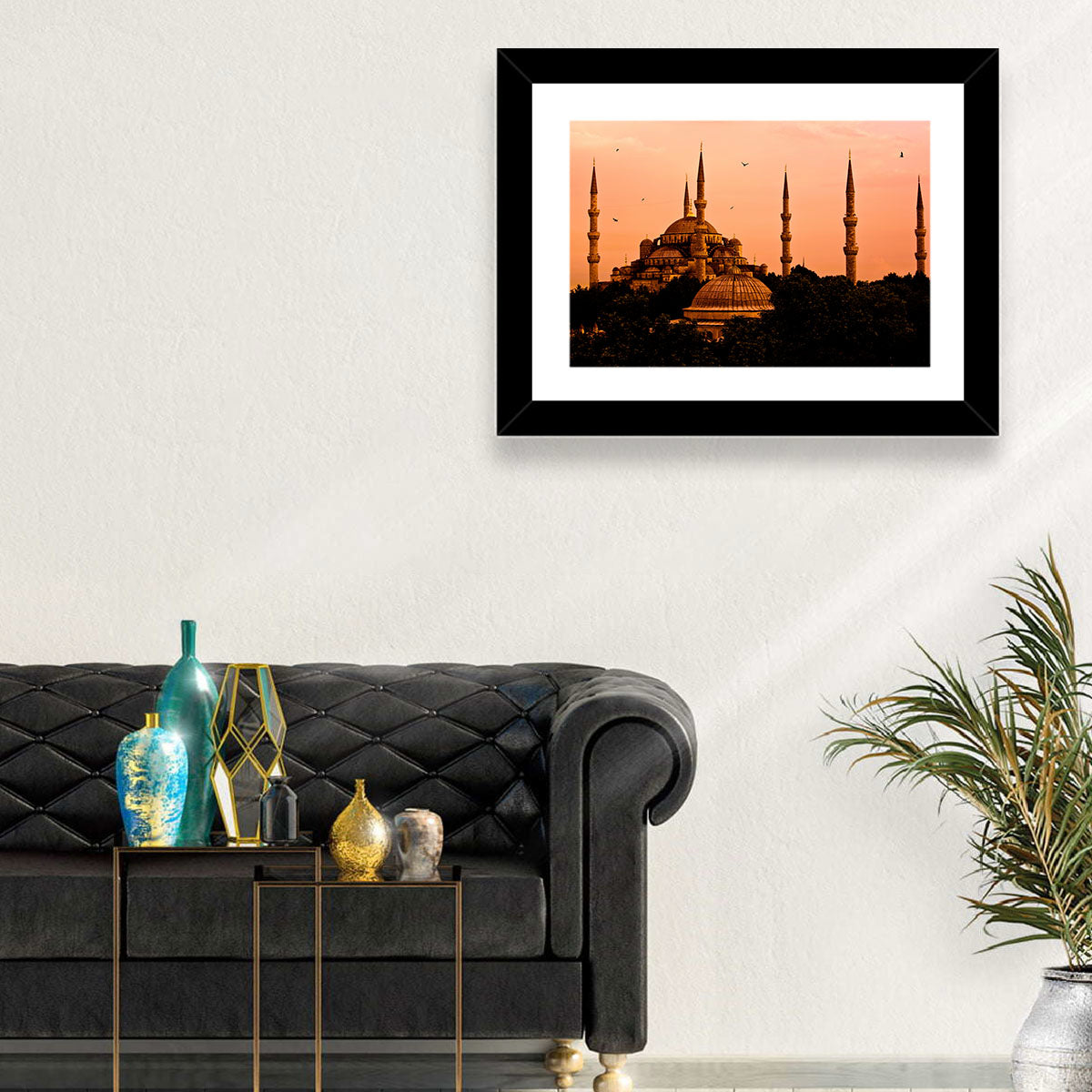 Sultan Ahmed Mosque at Sunset Wall Art in a room, landscape