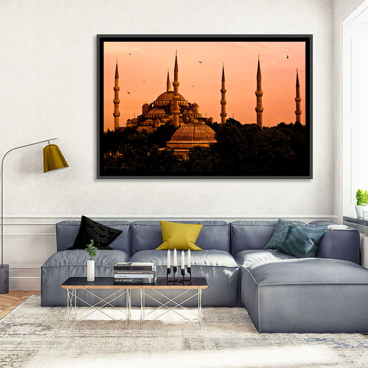 Sultan Ahmed Mosque at Sunset Wall Art in a room, landscape