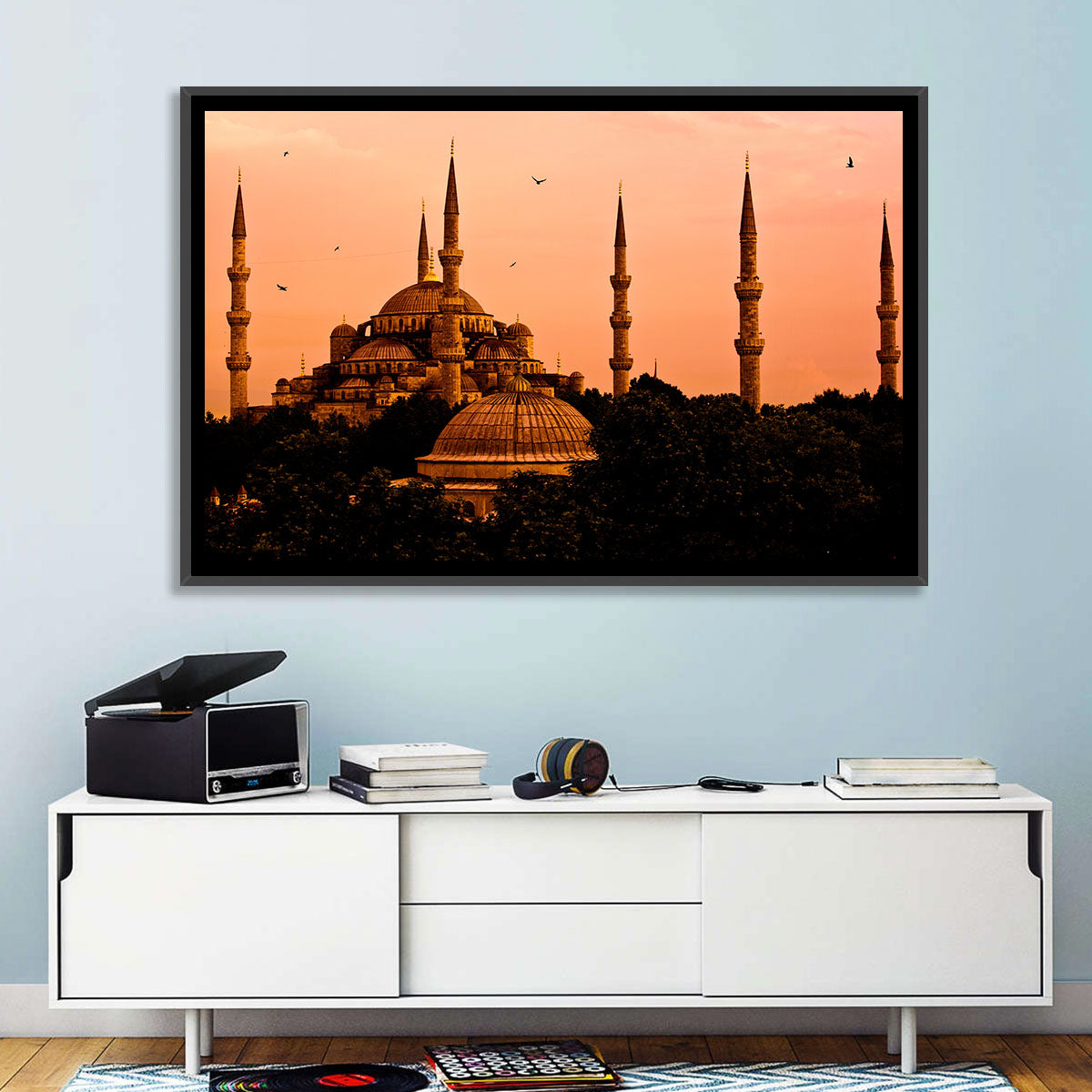 Sultan Ahmed Mosque at Sunset Wall Art in a room, landscape
