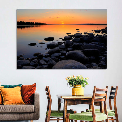 Rocky Lake Sunset Wall Art