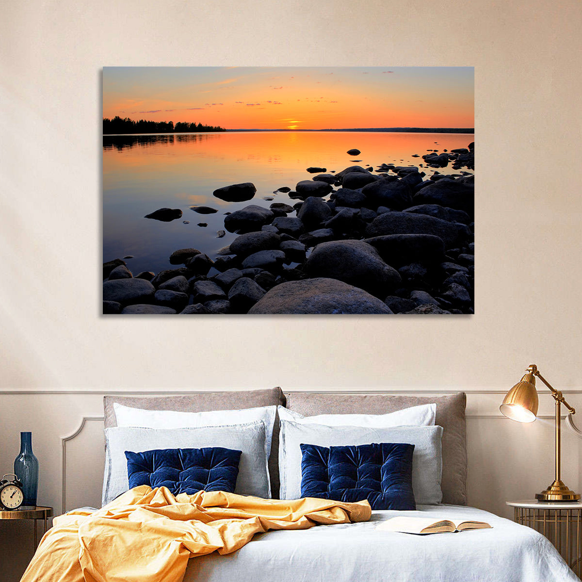Rocky Lake Sunset Wall Art