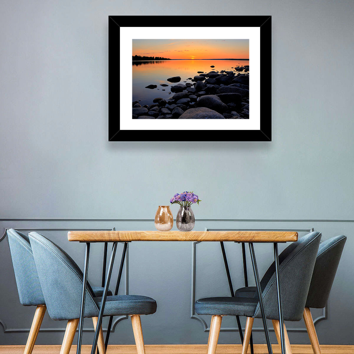 Rocky Lake Sunset Wall Art